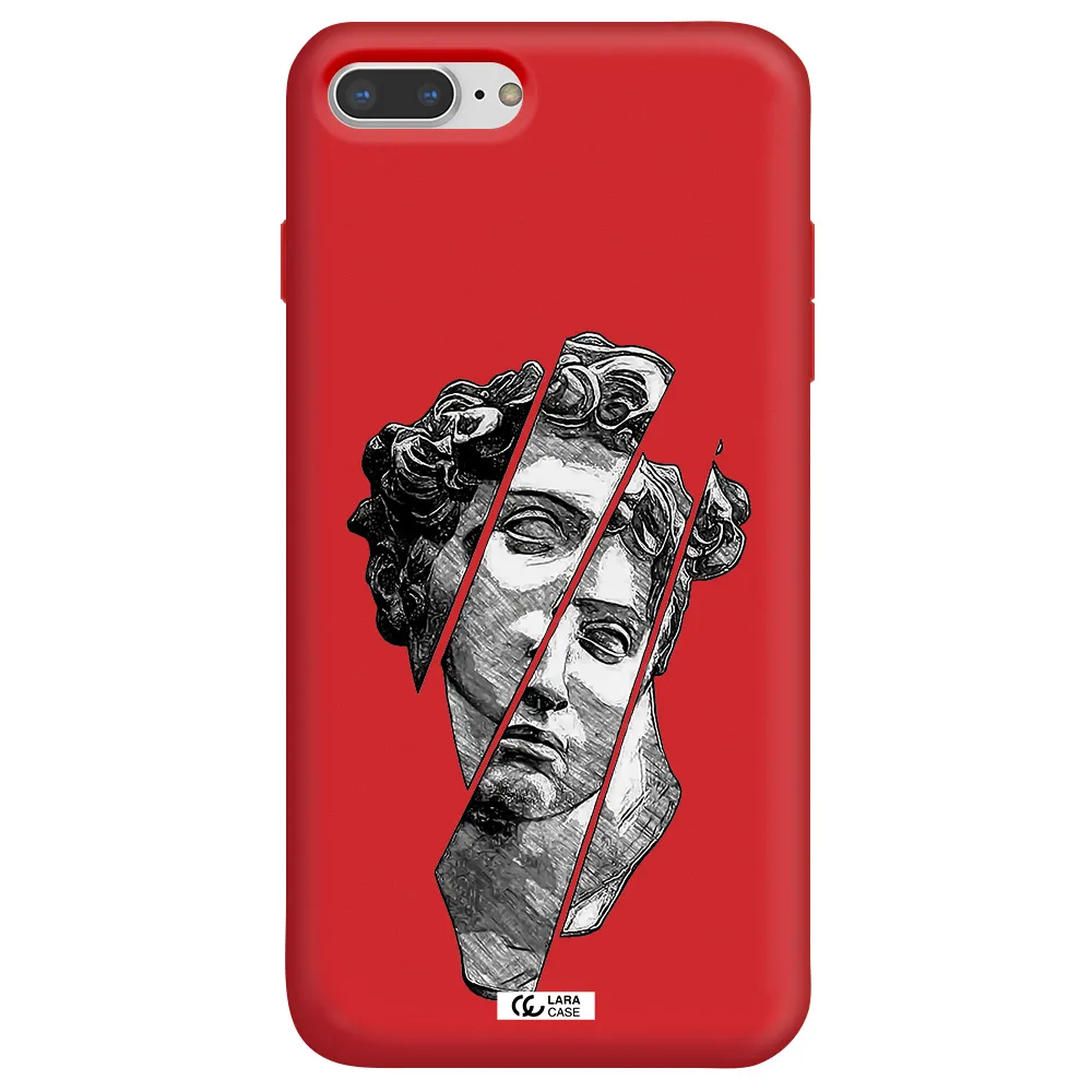 a drawing of a head of a man Apple iPhone 8 plus Silicone Imperial Red Case