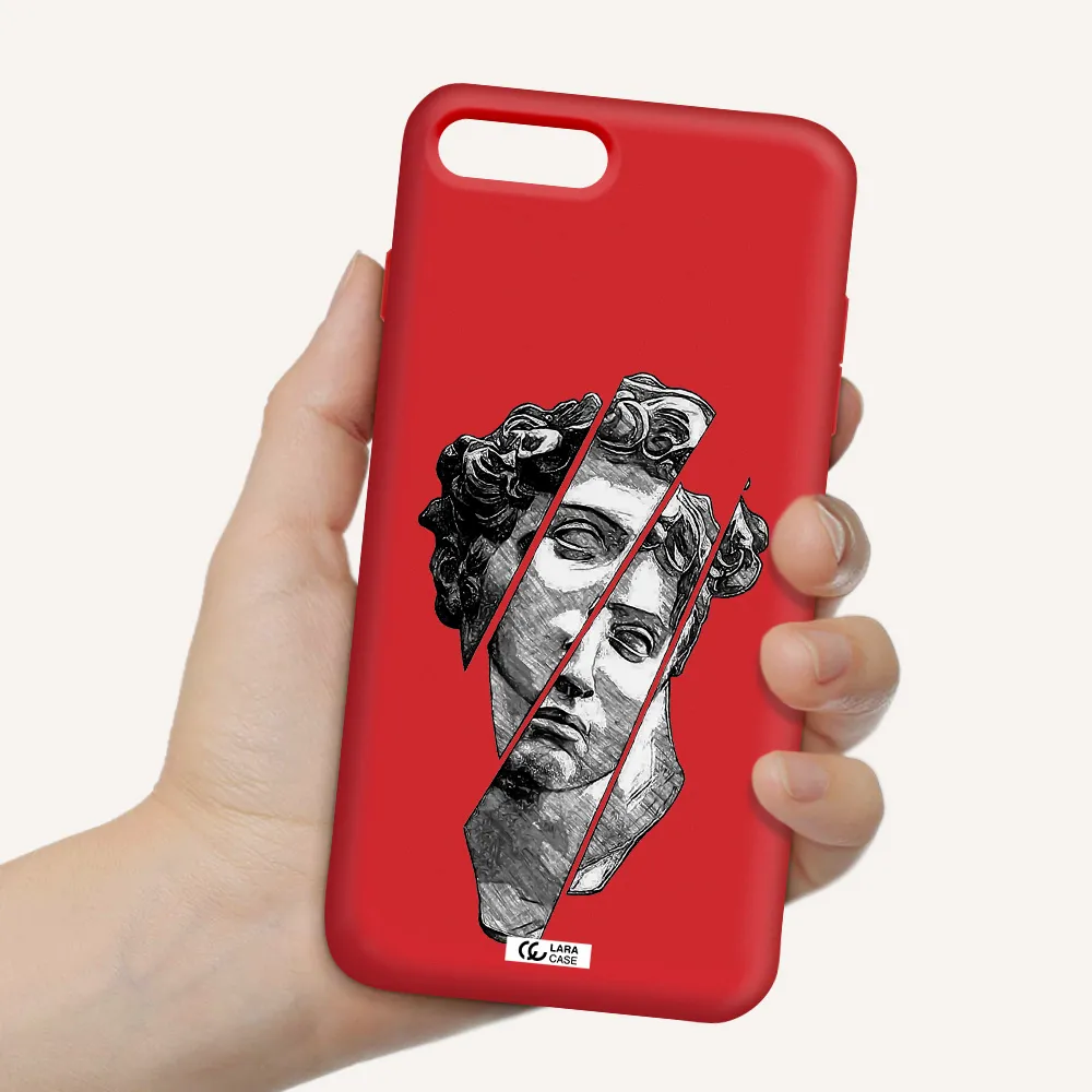 a drawing of a head of a man Apple iPhone 8 plus Silicone Imperial Red Case