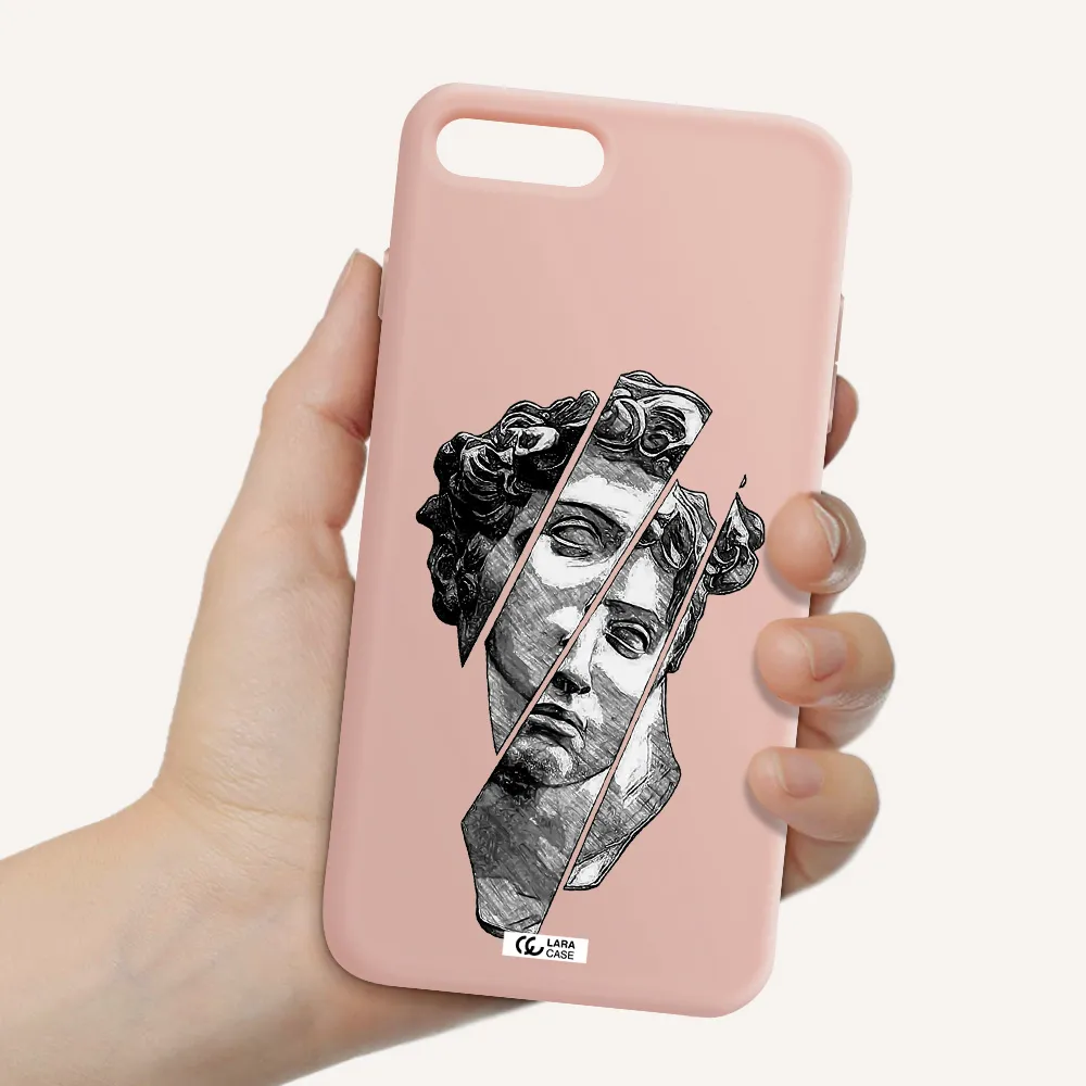 a drawing of a head of a man Apple iPhone 8 plus Silicone pastel pink Case