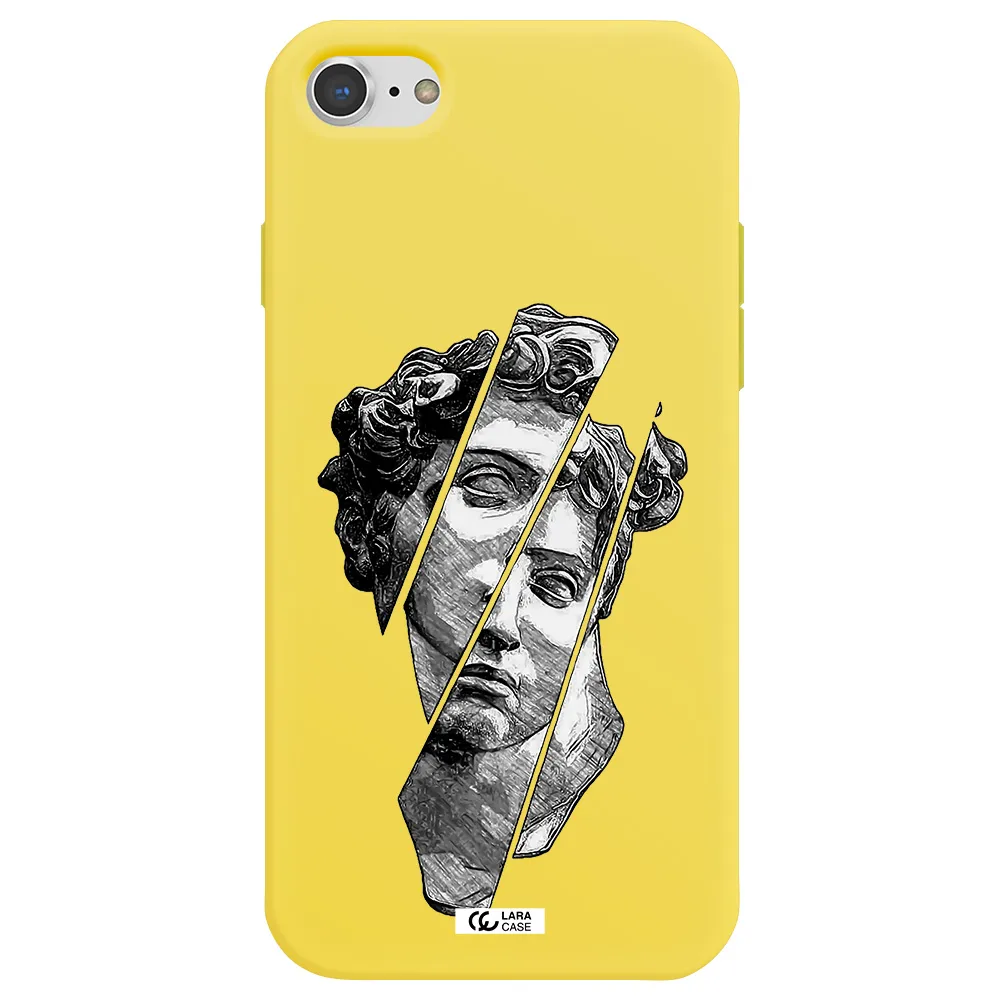 a drawing of a head of a man Apple iPhone 8 Silicone canary yellow Case