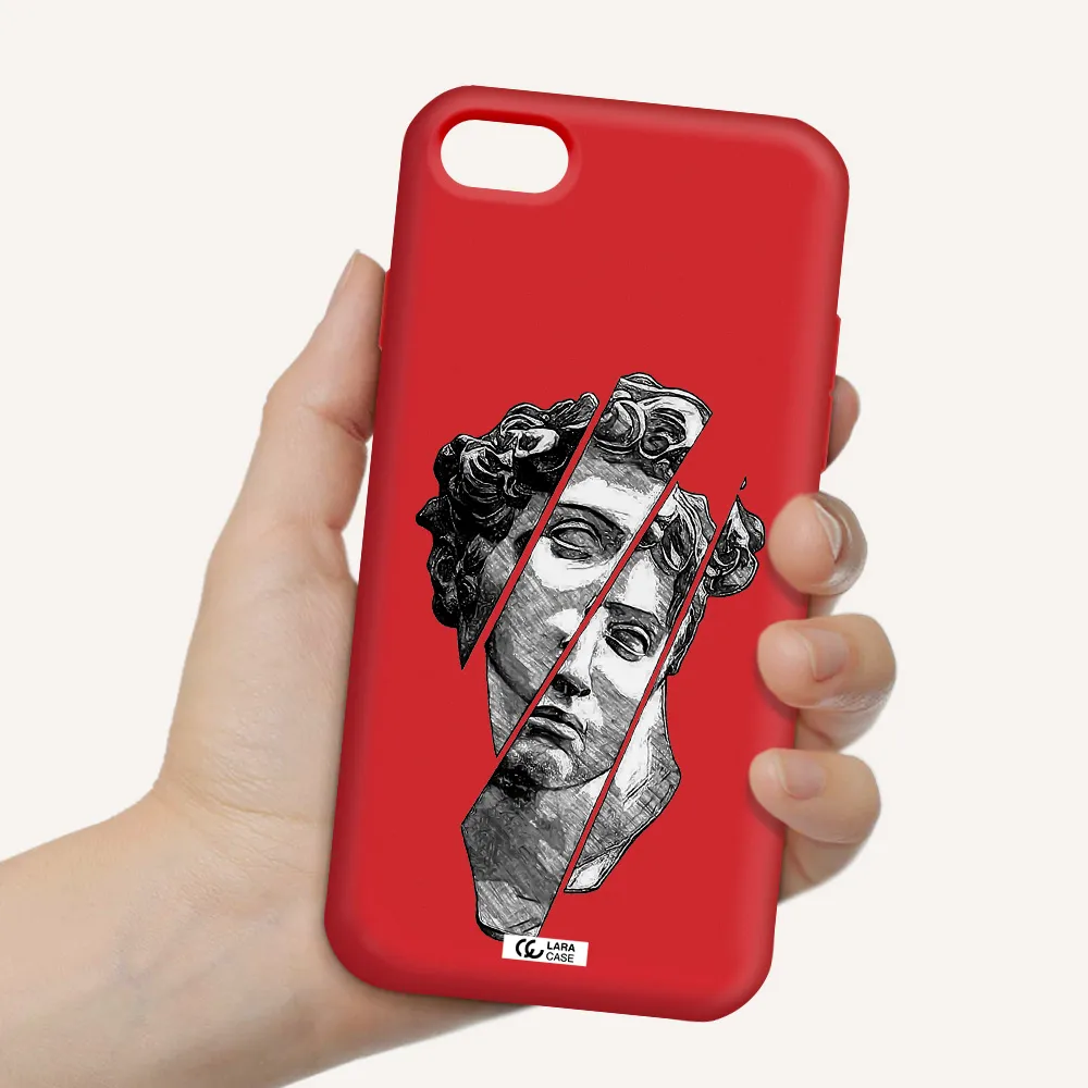 a drawing of a head of a man Apple iPhone 8 Silicone Imperial Red Case