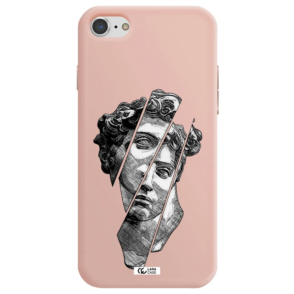a drawing of a head of a man Apple iPhone 8 Silicone pastel pink Case