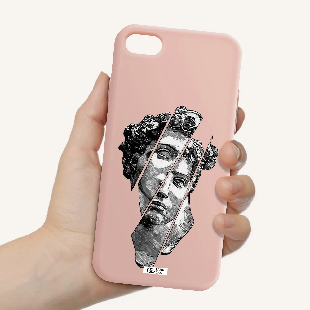 a drawing of a head of a man Apple iPhone 8 Silicone pastel pink Case