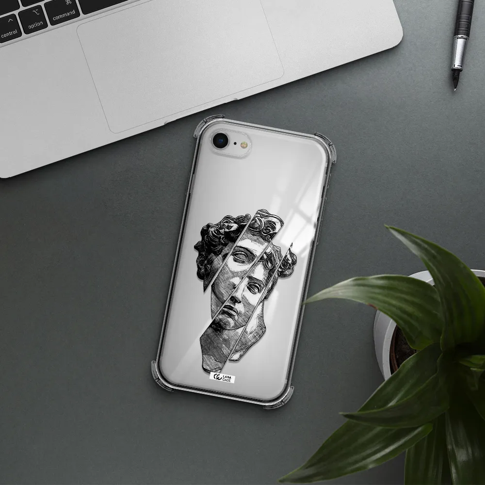 a drawing of a head of a man Apple iPhone se 2020 Clear PC Case