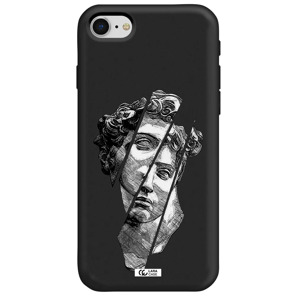 a drawing of a head of a man Apple iPhone se 2020 Silicone black Case