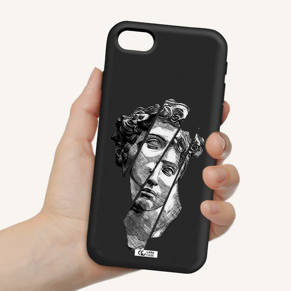 a drawing of a head of a man Apple iPhone se 2020 Silicone black Case