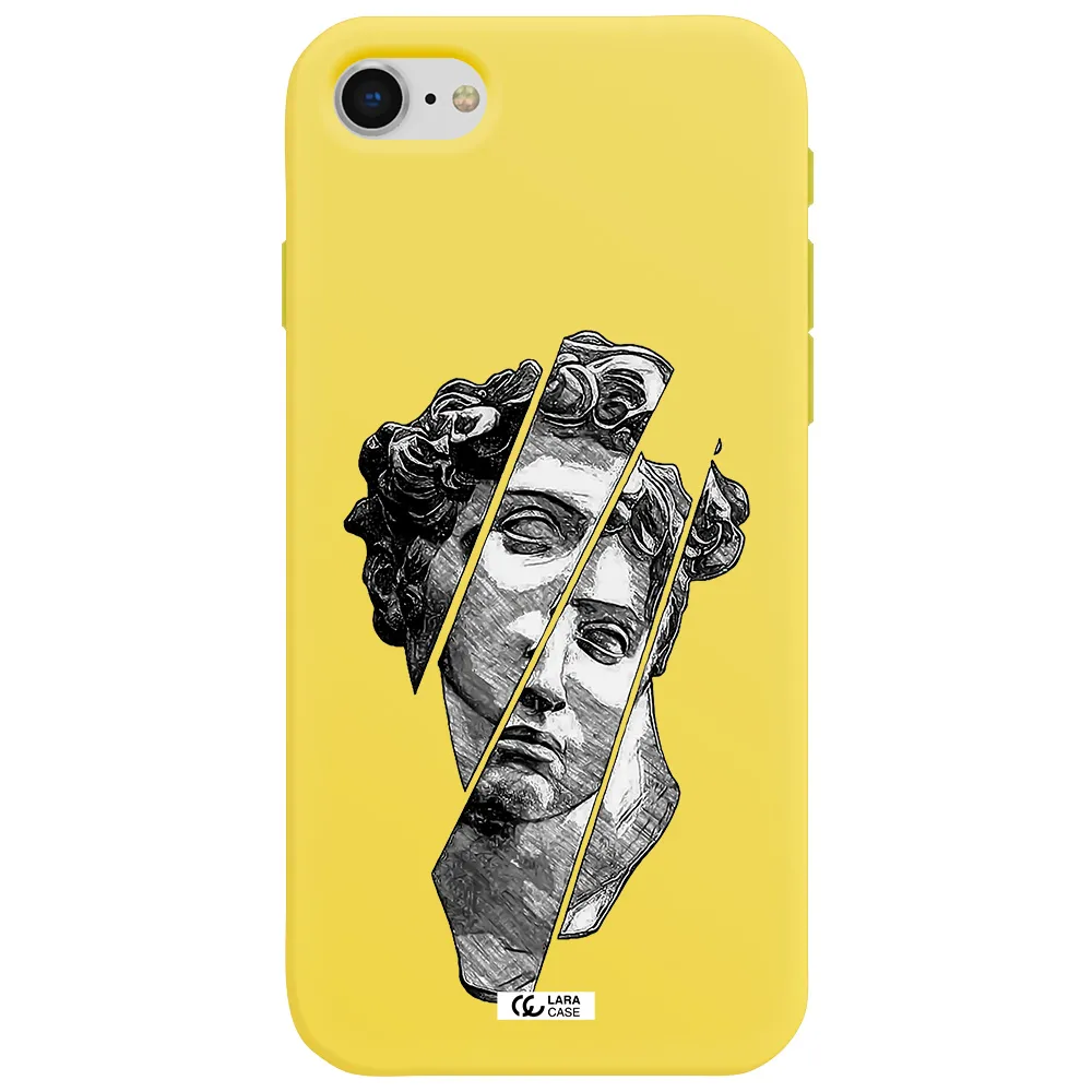 a drawing of a head of a man Apple iPhone se 2020 Silicone canary yellow Case