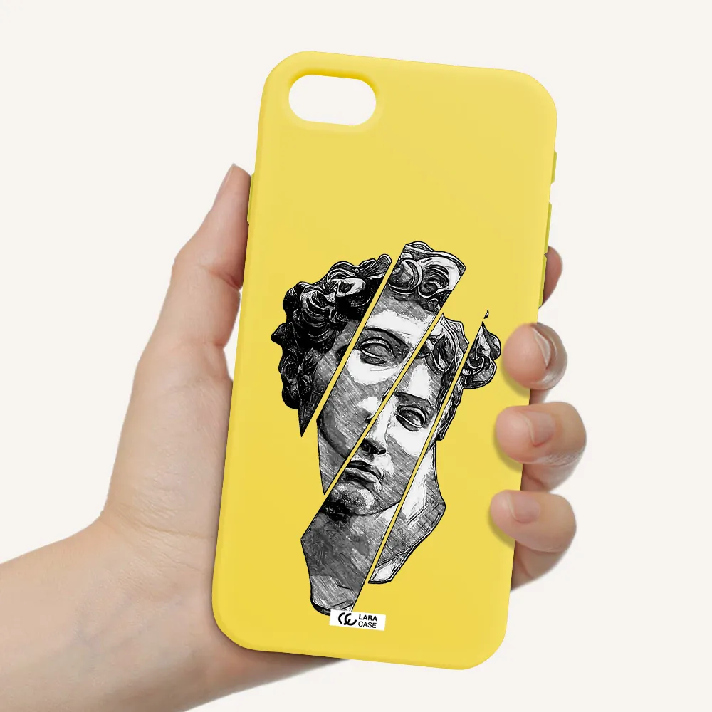 a drawing of a head of a man Apple iPhone se 2020 Silicone canary yellow Case