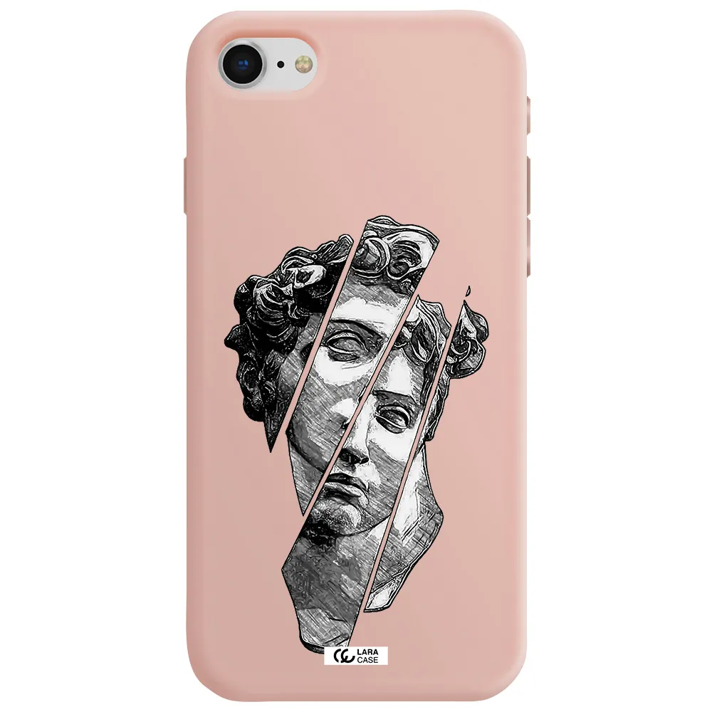 a drawing of a head of a man Apple iPhone se 2020 Silicone pastel pink Case