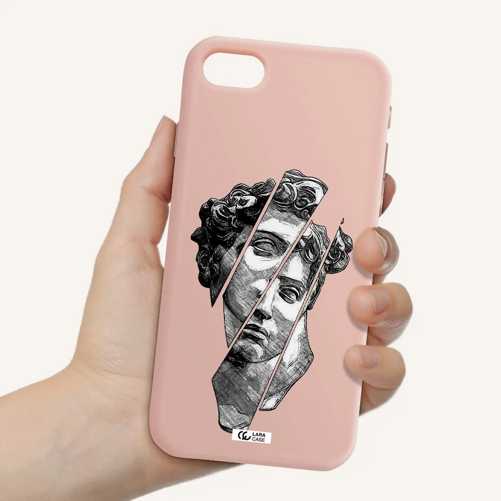 a drawing of a head of a man Apple iPhone se 2020 Silicone pastel pink Case