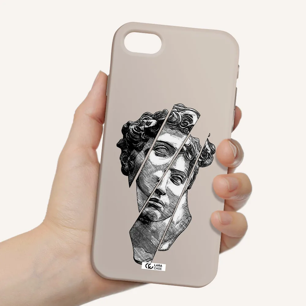 a drawing of a head of a man Apple iPhone se 2020 Silicone Stone Case