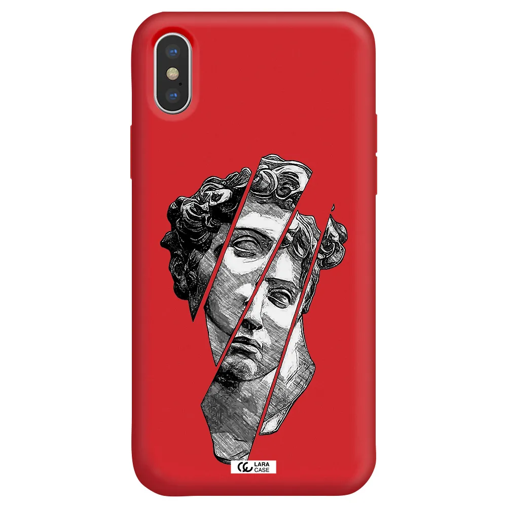 a drawing of a head of a man Apple iPhone X Silicone Imperial Red Case