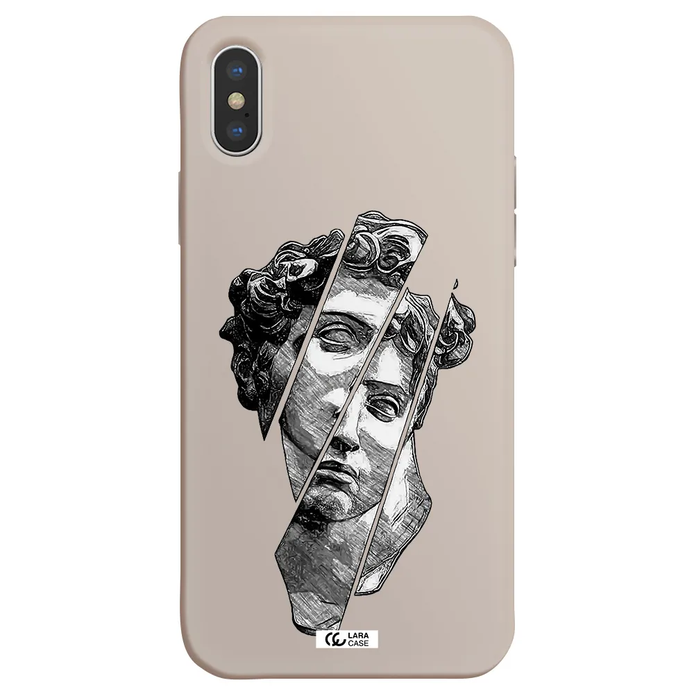 a drawing of a head of a man Apple iPhone X Silicone Stone Case