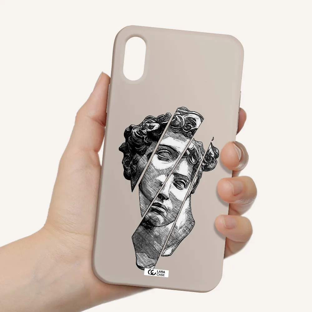 a drawing of a head of a man Apple iPhone X Silicone Stone Case