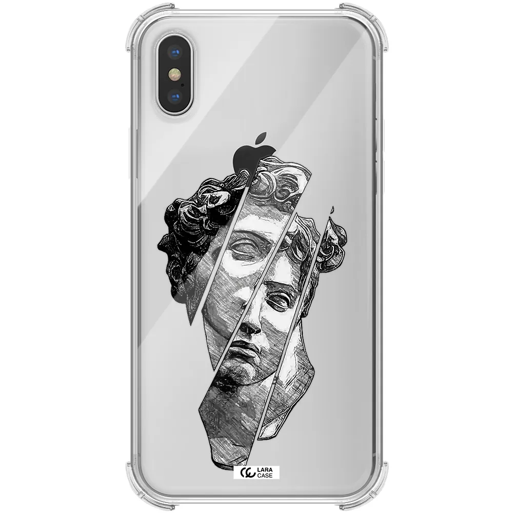 a drawing of a head of a man Apple iPhone XS Clear PC Case