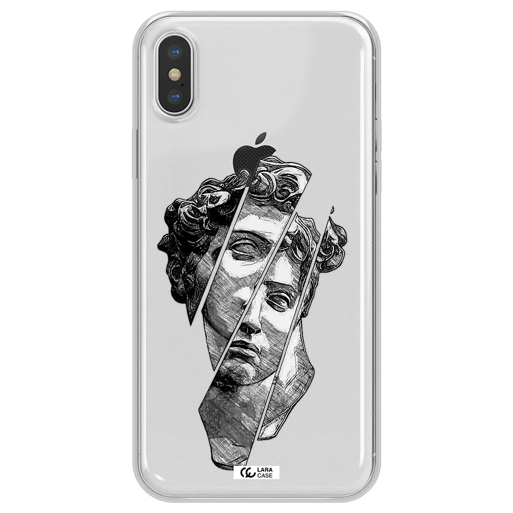a drawing of a head of a man Apple iPhone XS Clear TPU Case