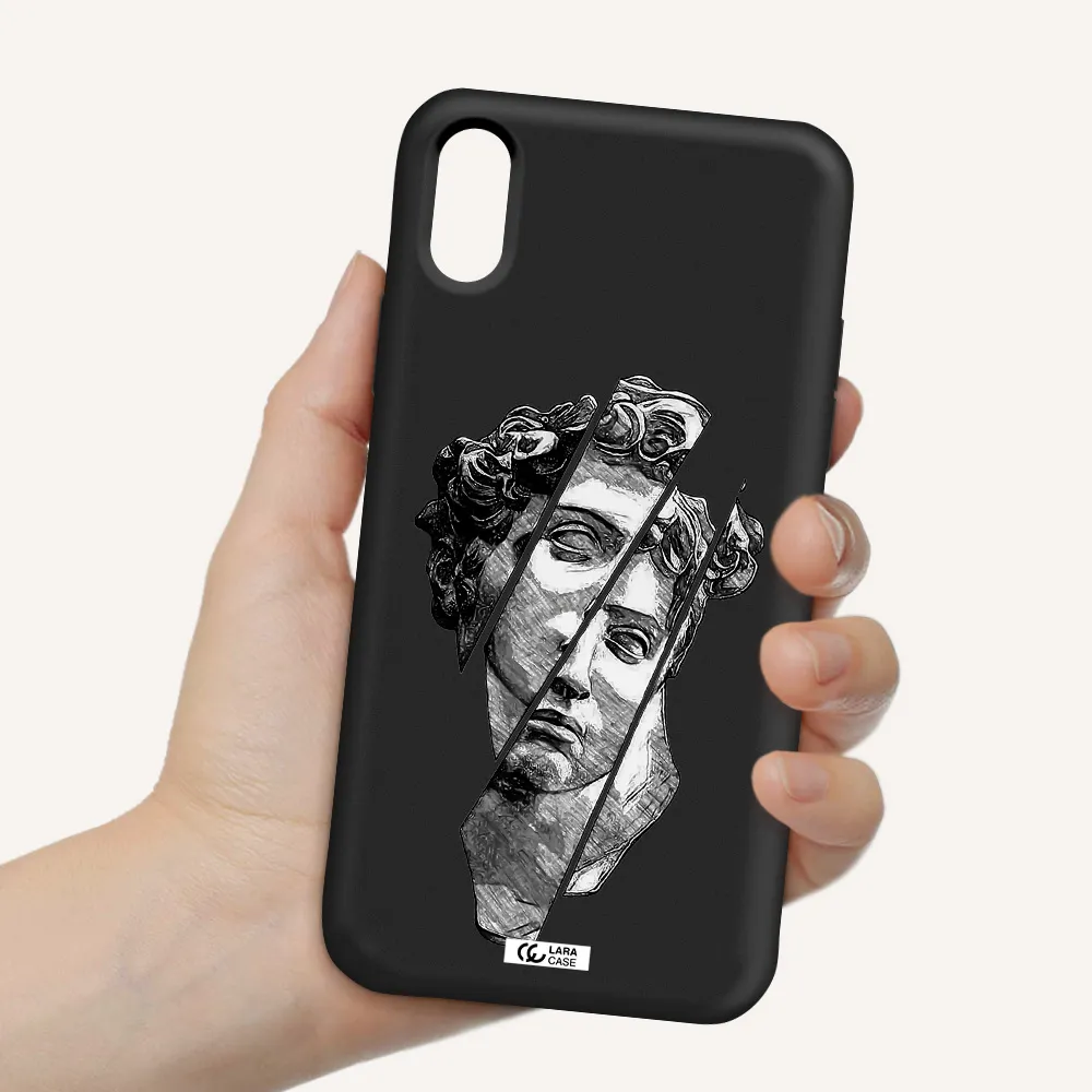 a drawing of a head of a man Apple iPhone XS Silicone black Case