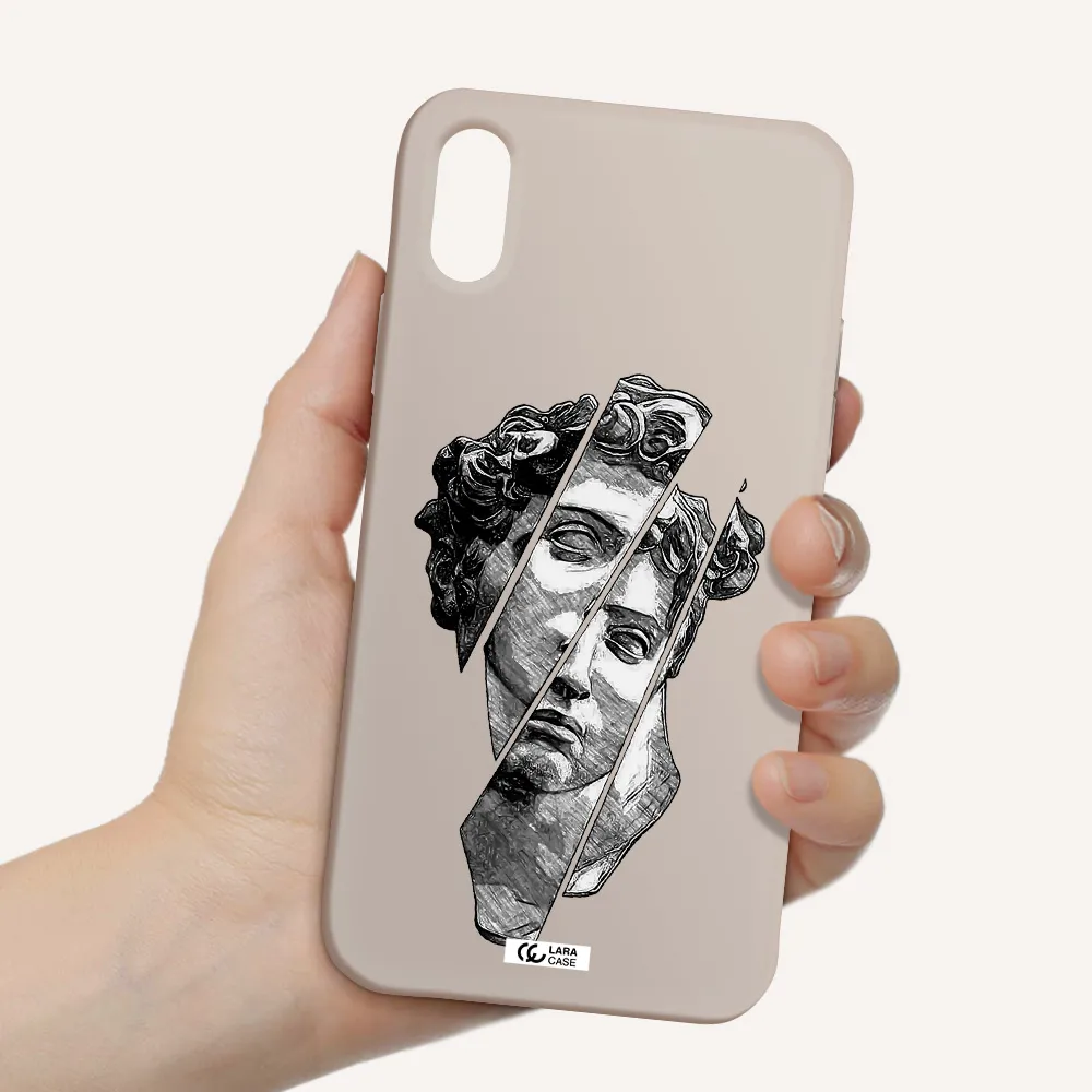 a drawing of a head of a man Apple iPhone XS Silicone Stone Case