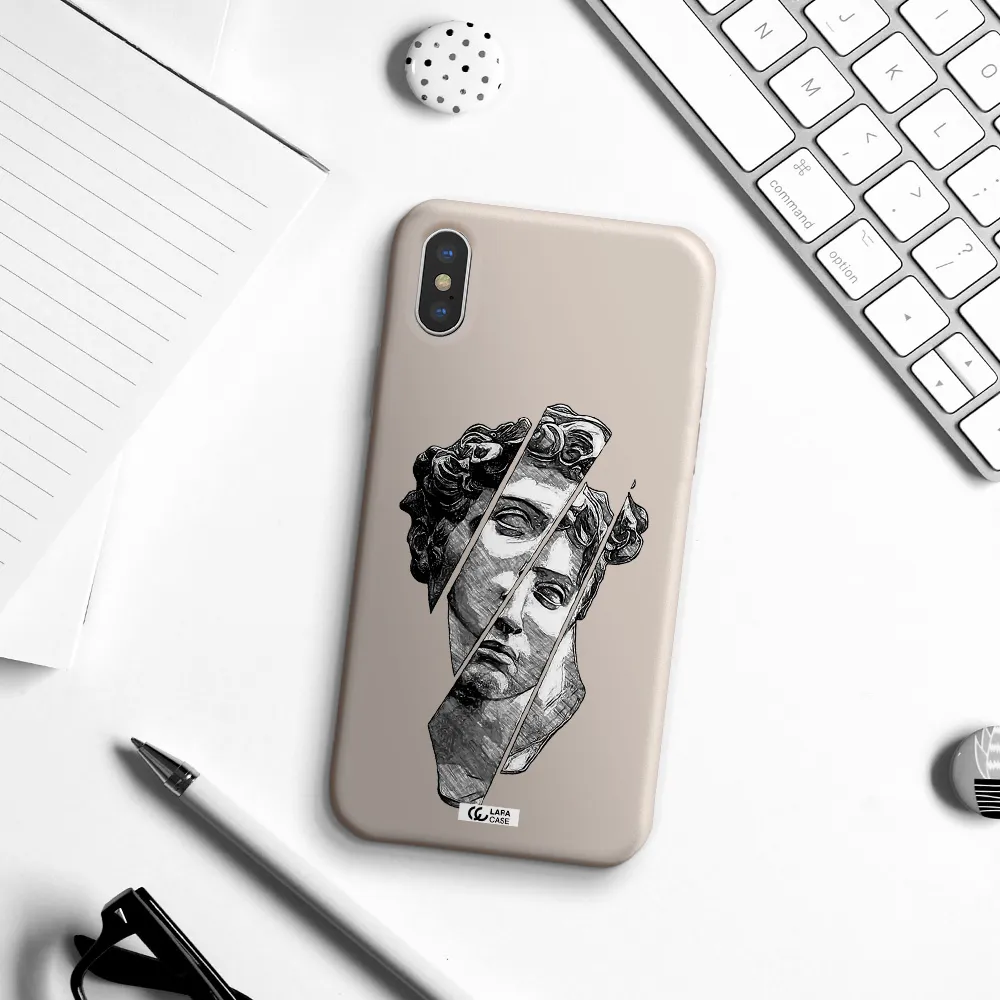 a drawing of a head of a man Apple iPhone XS Silicone Stone Case