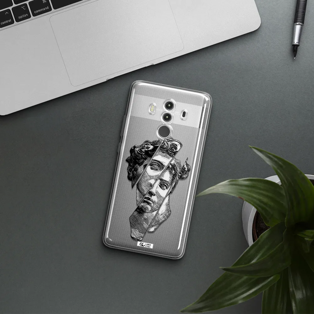 a drawing of a head of a man Huawei Mate 10 Clear TPU Case
