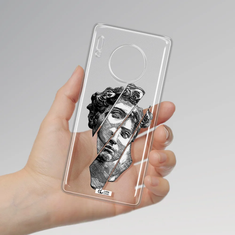 a drawing of a head of a man Huawei Mate 30 Pro Clear TPU Case