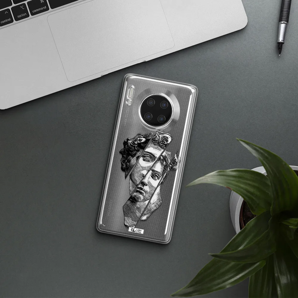 a drawing of a head of a man Huawei Mate 30 Pro Clear TPU Case