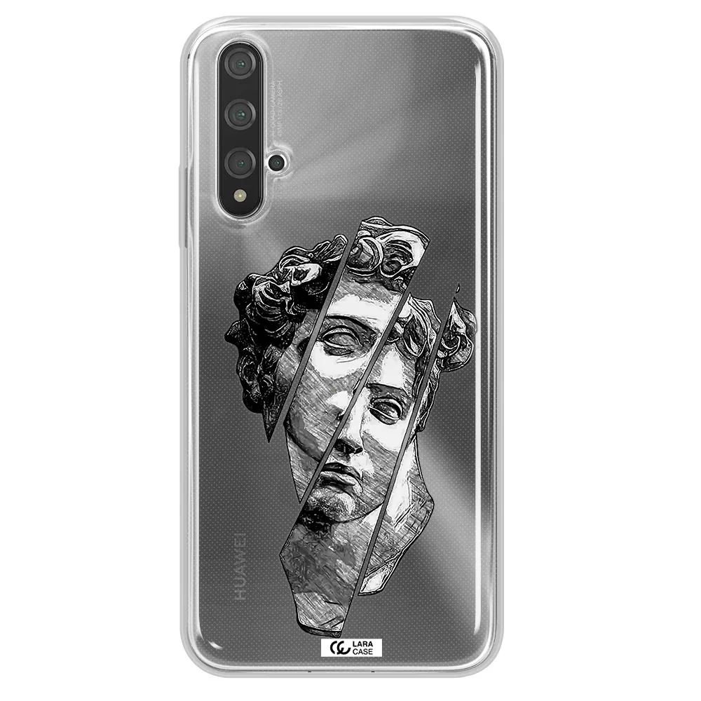 a drawing of a head of a man Huawei Nova 5t Clear TPU Case