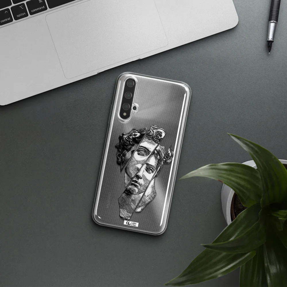 a drawing of a head of a man Huawei Nova 5t Clear TPU Case