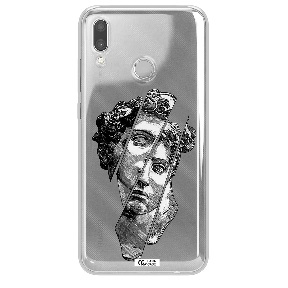 a drawing of a head of a man Huawei P Smart 2019 Clear TPU Case