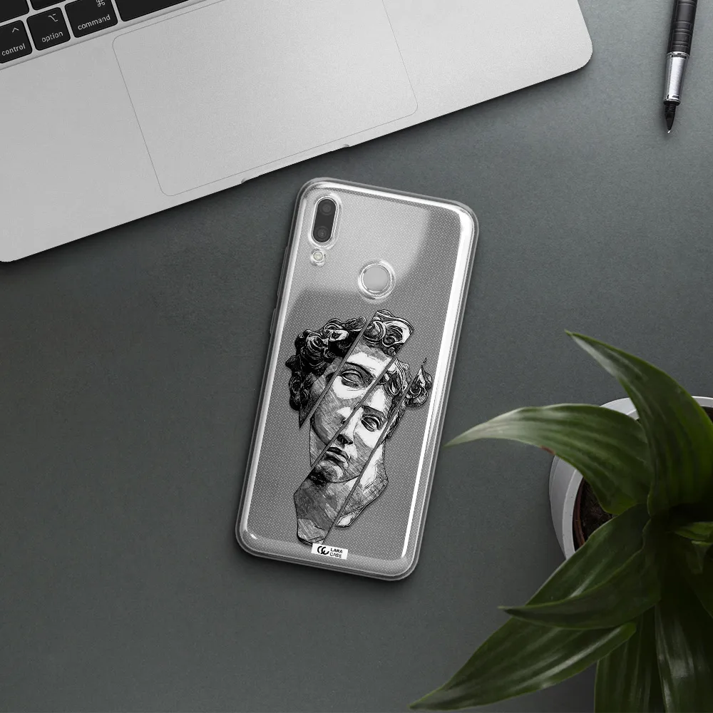 a drawing of a head of a man Huawei P Smart 2019 Clear TPU Case