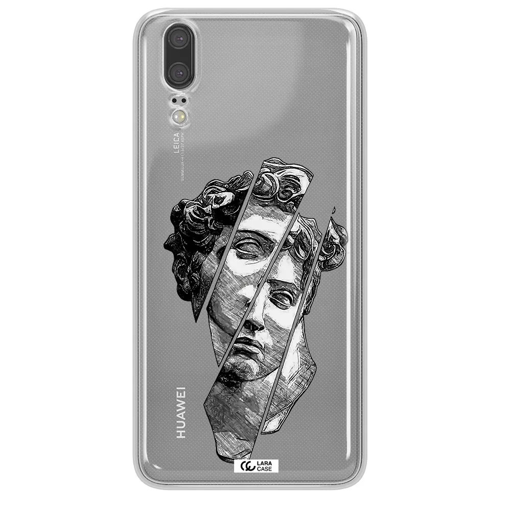 a drawing of a head of a man Huawei P20 Clear TPU Case