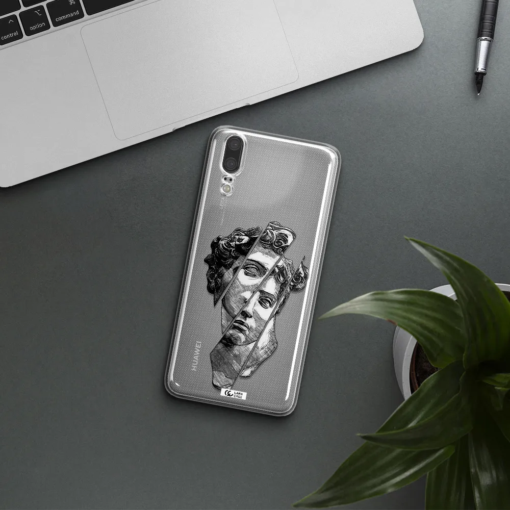 a drawing of a head of a man Huawei P20 Clear TPU Case