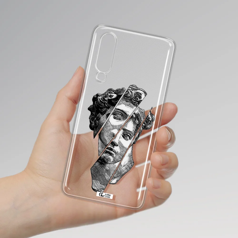 a drawing of a head of a man Huawei P30 Clear TPU Case
