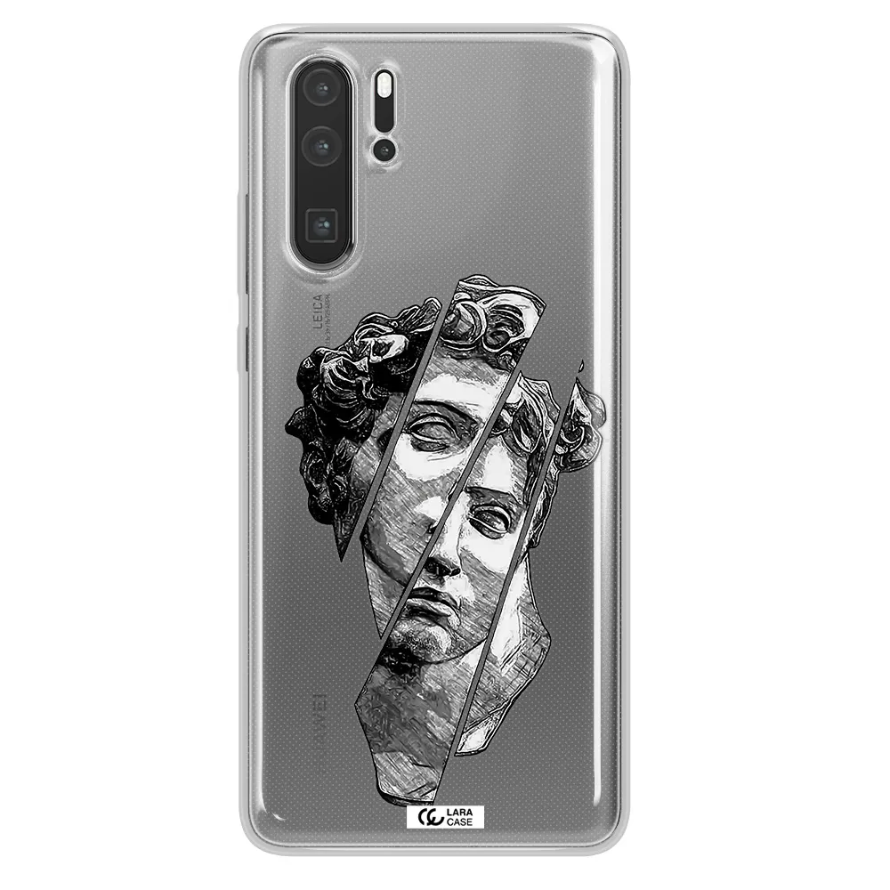 a drawing of a head of a man Huawei P30 Pro Clear TPU Case