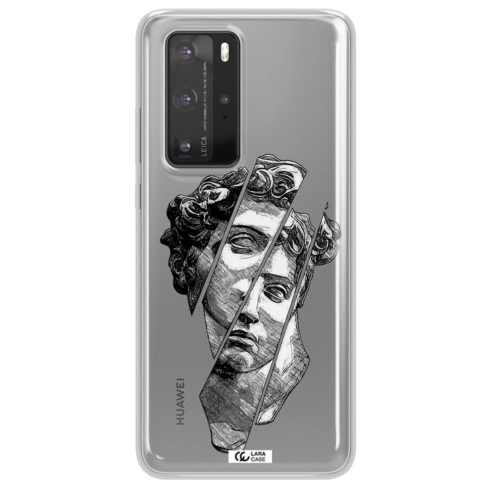 a drawing of a head of a man Huawei P40 Pro Clear TPU Case
