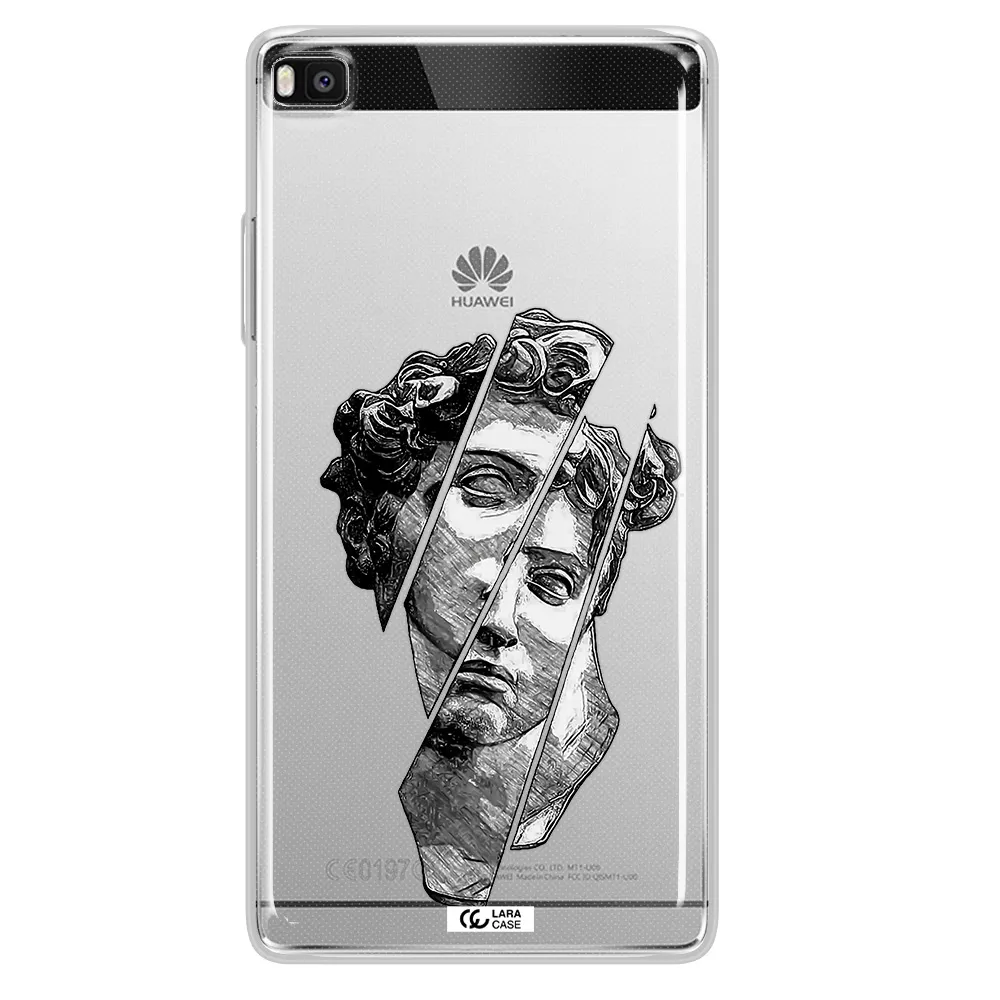 a drawing of a head of a man Huawei P8 Clear TPU Case