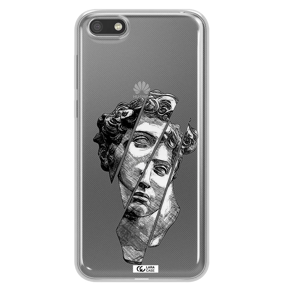 a drawing of a head of a man Huawei Y5 2018 Clear TPU Case