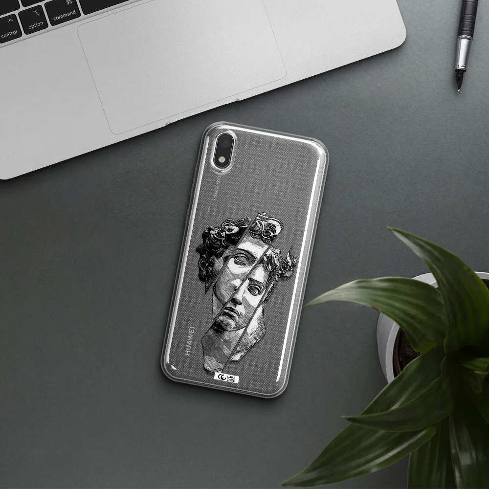 a drawing of a head of a man Huawei Y5 2019 Clear TPU Case