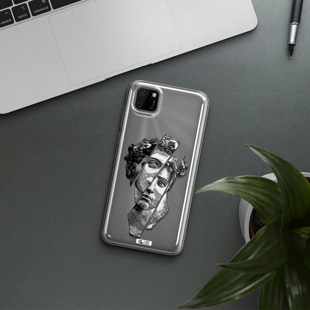 a drawing of a head of a man Huawei Y5P Clear TPU Case