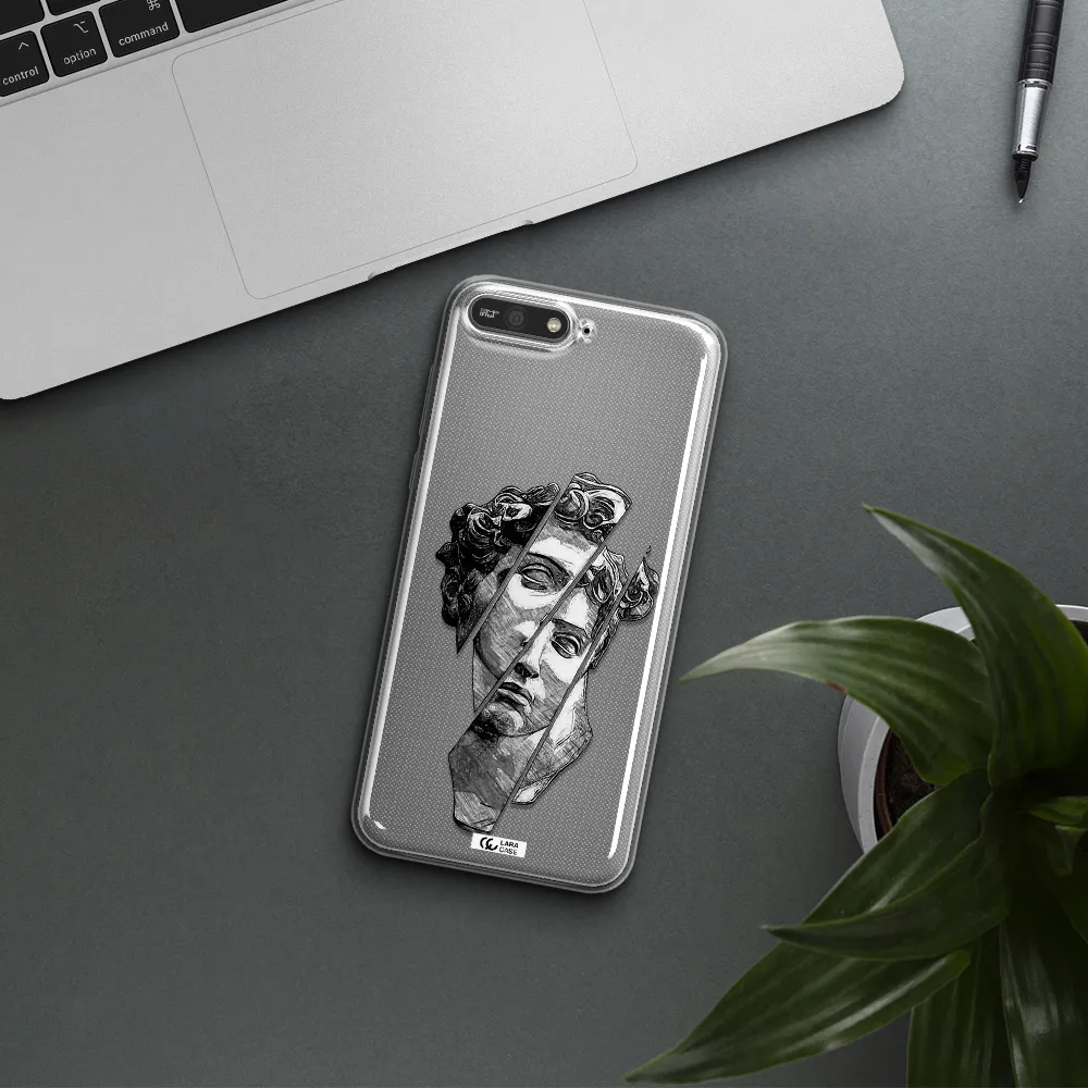 a drawing of a head of a man Huawei Y6 2018 Clear TPU Case