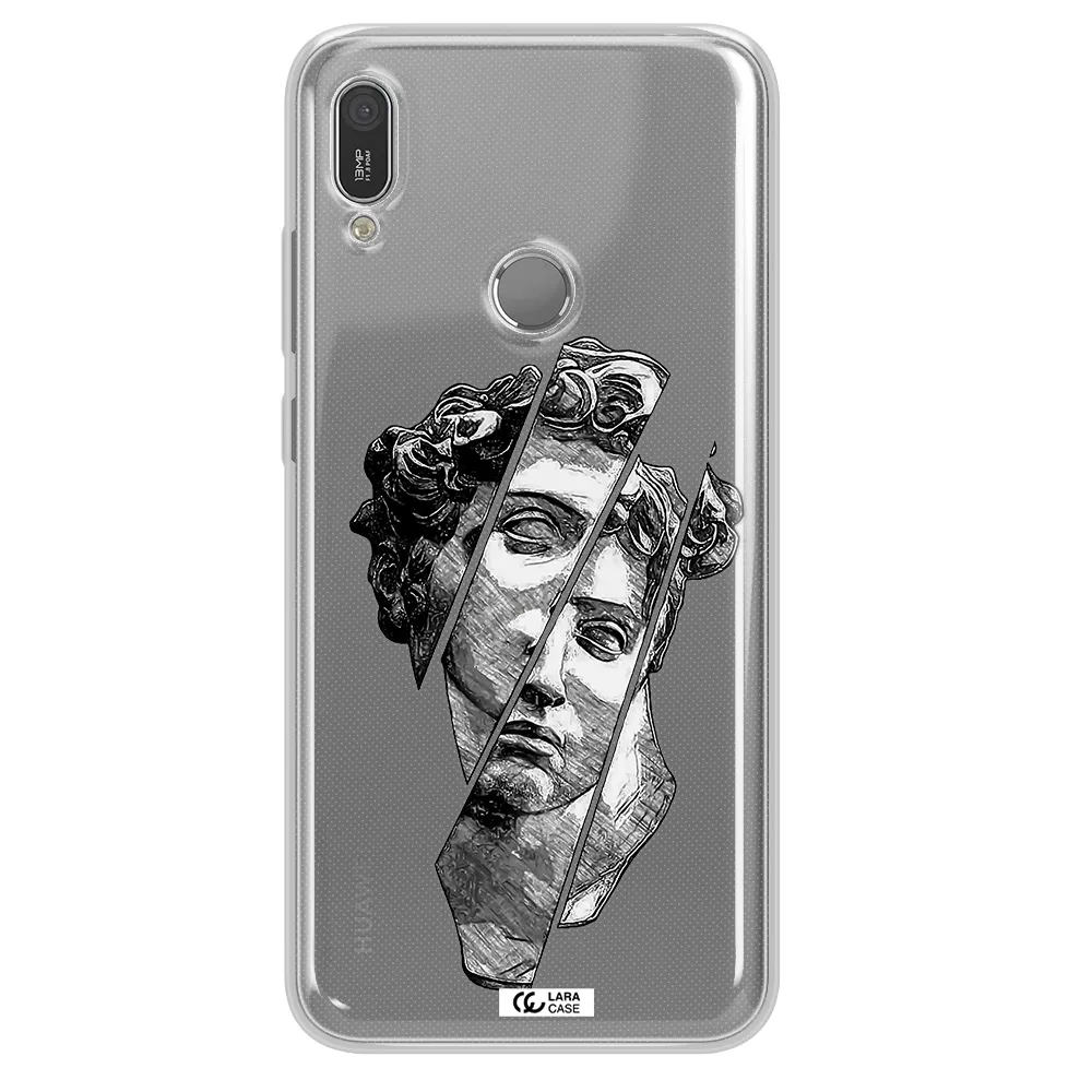a drawing of a head of a man Huawei Y6 2019 Clear TPU Case