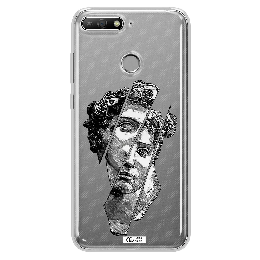 a drawing of a head of a man Huawei Y6 Prime 2018 Clear TPU Case