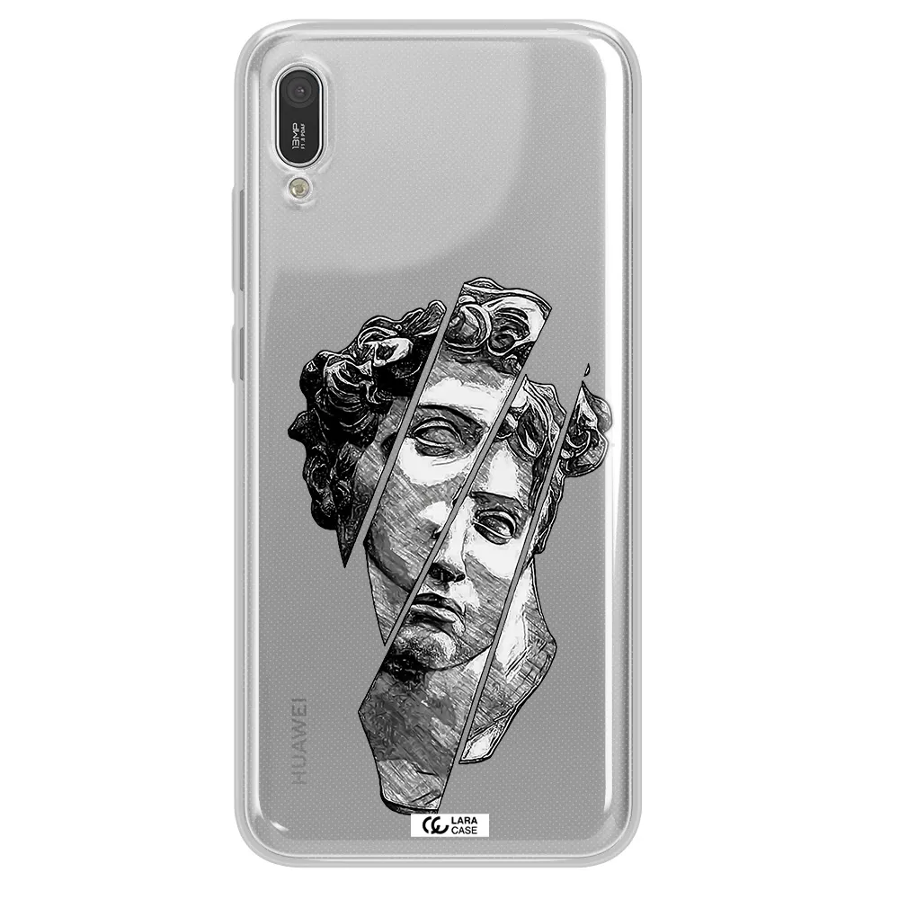 a drawing of a head of a man Huawei Y6 Pro 2019 Clear TPU Case
