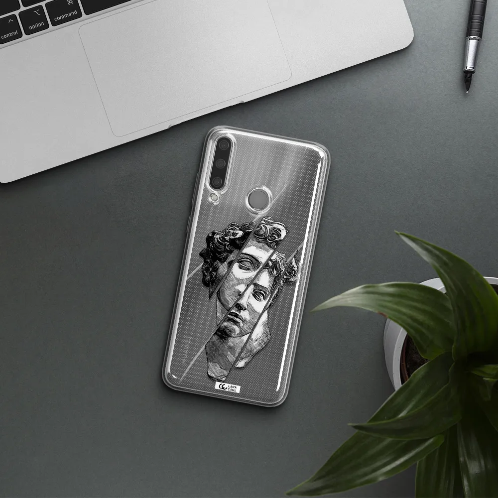 a drawing of a head of a man Huawei Y6P Clear TPU Case
