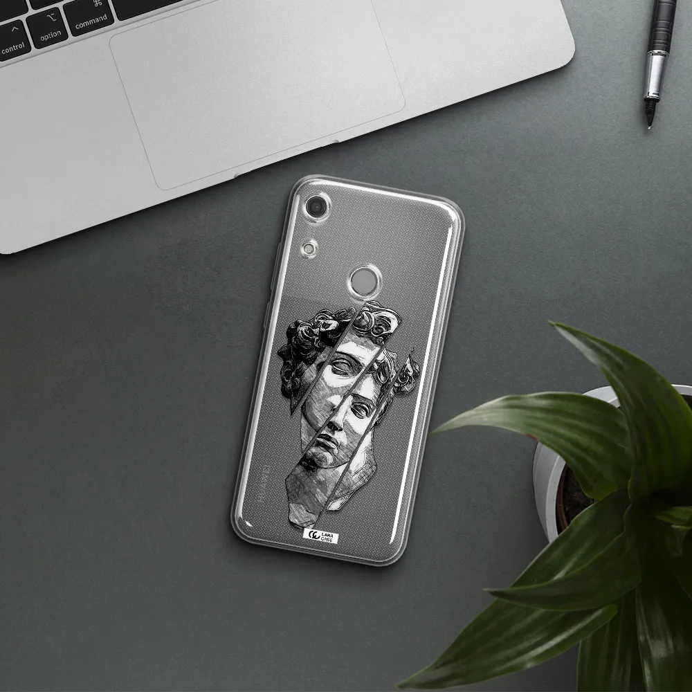 a drawing of a head of a man Huawei Y6S Clear TPU Case