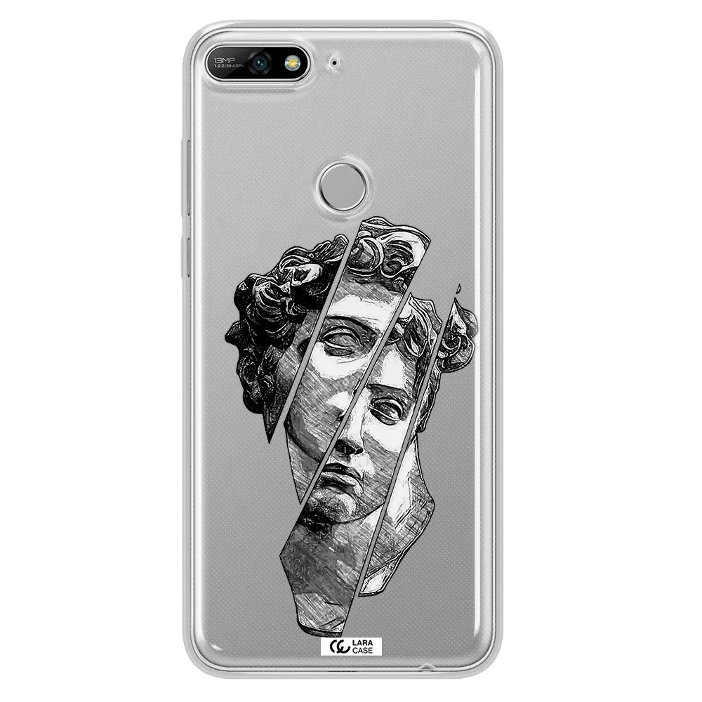 a drawing of a head of a man Huawei Y7 2018 Clear TPU Case