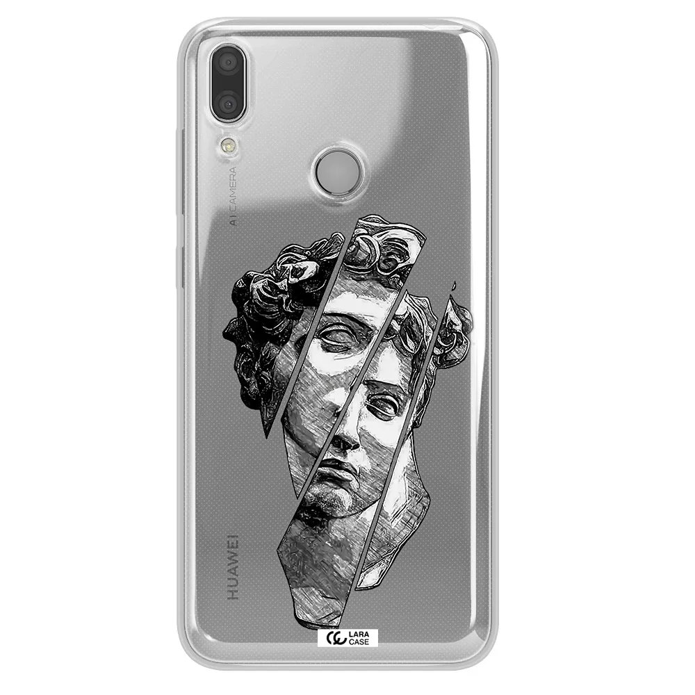 a drawing of a head of a man Huawei Y7 2019 Clear TPU Case