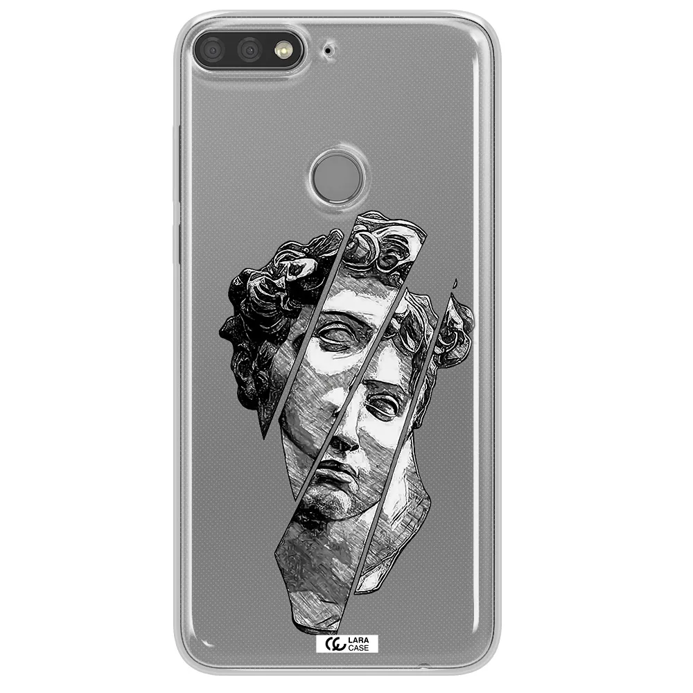 a drawing of a head of a man Huawei Y7 Prime 2018 Clear TPU Case