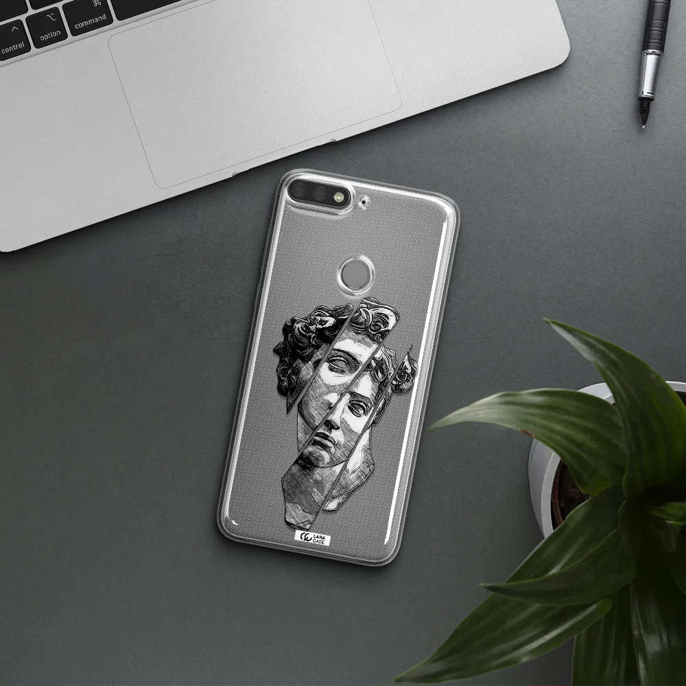 a drawing of a head of a man Huawei Y7 Prime 2018 Clear TPU Case