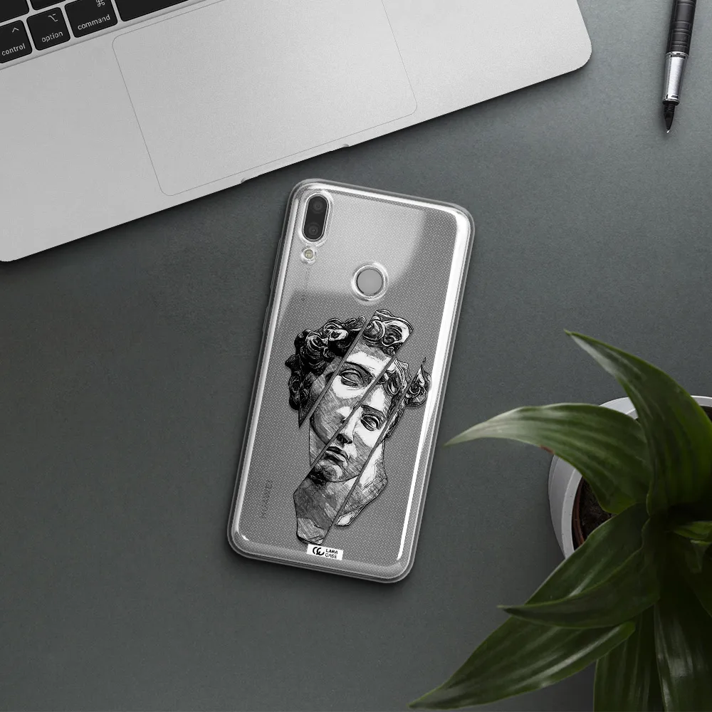 a drawing of a head of a man Huawei Y9 2019 Clear TPU Case